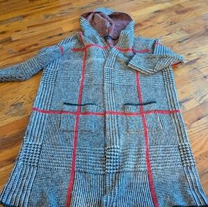 Joseph A Red and Gray Cape with Modern Sporty‎ Details